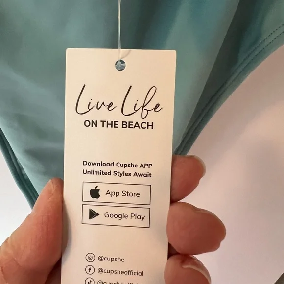 Cupshe Sleek Halter One-Piece Swimsuit in Light Blue - Picture 4 of 8